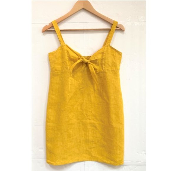 Three Dots Linen Tie Front Mini Dress - Picture 1 of 8